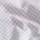 Custom dress shirt burgundy Cliffe windowpane pattern close-up
