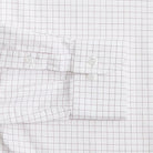 Burgundy windowpane dress shirt with fine twill fabric sleeve and cuff 