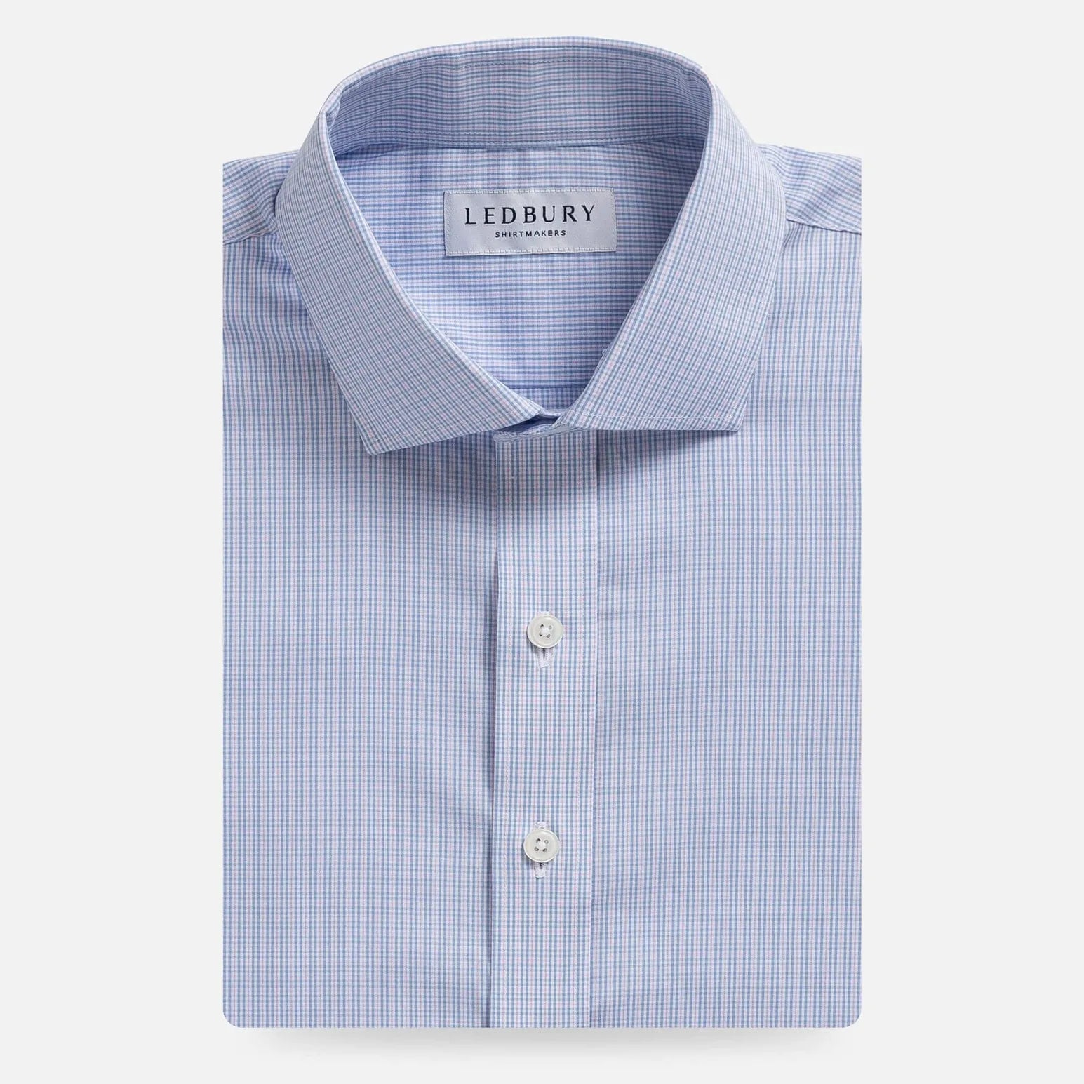 Light pink tattersall dress shirt flat lay - Kent micro-twill custom fit