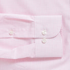 Gingham check shirt sleeve and cuff - pink Kent micro-twill