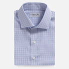 Plum windowpane dress shirt flat lay - Kent micro-twill custom fit