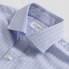 Plum dress shirt collar with windowpane pattern - Kent micro-twill detail