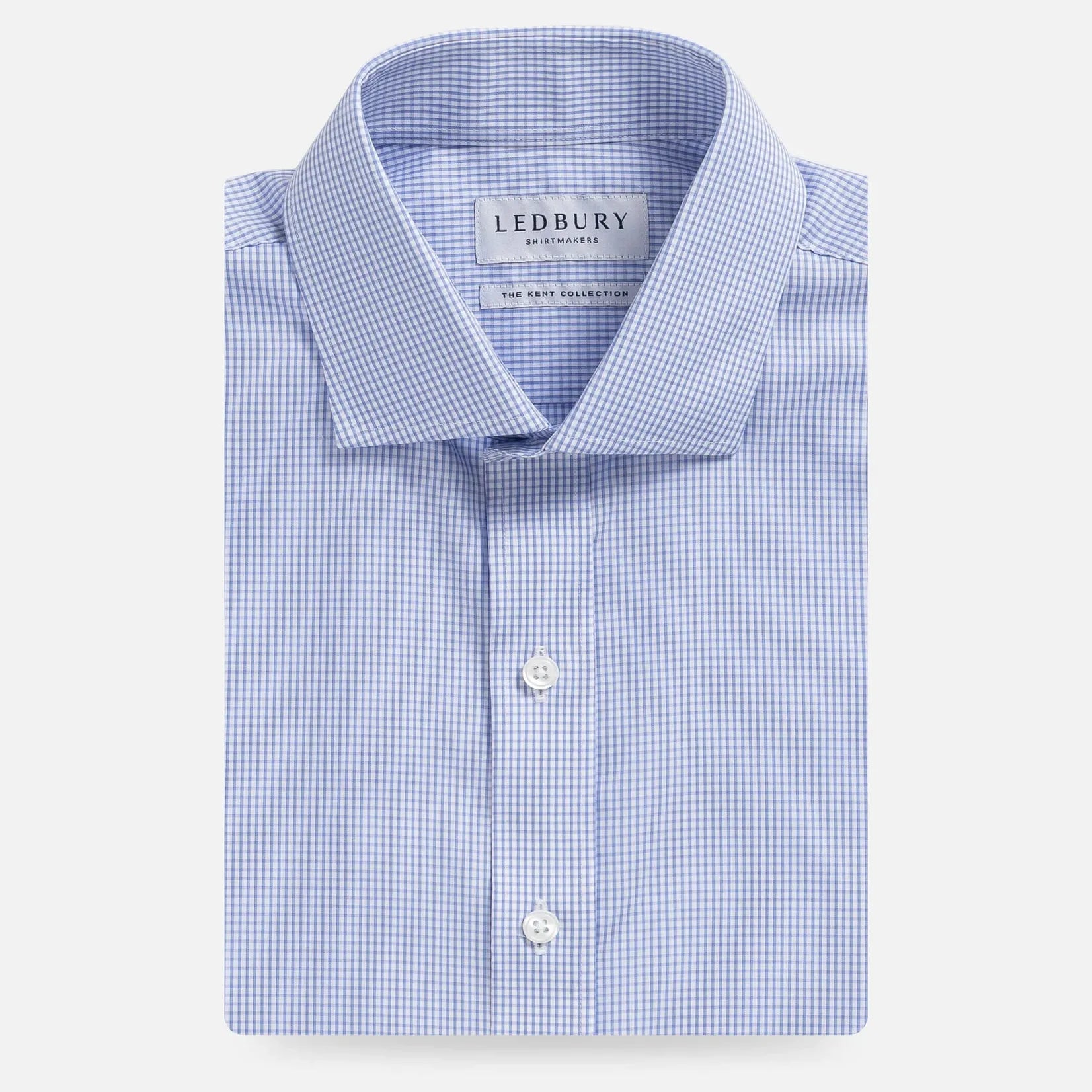 Lilac micro check dress shirt flat lay - Kent micro-twill custom fit