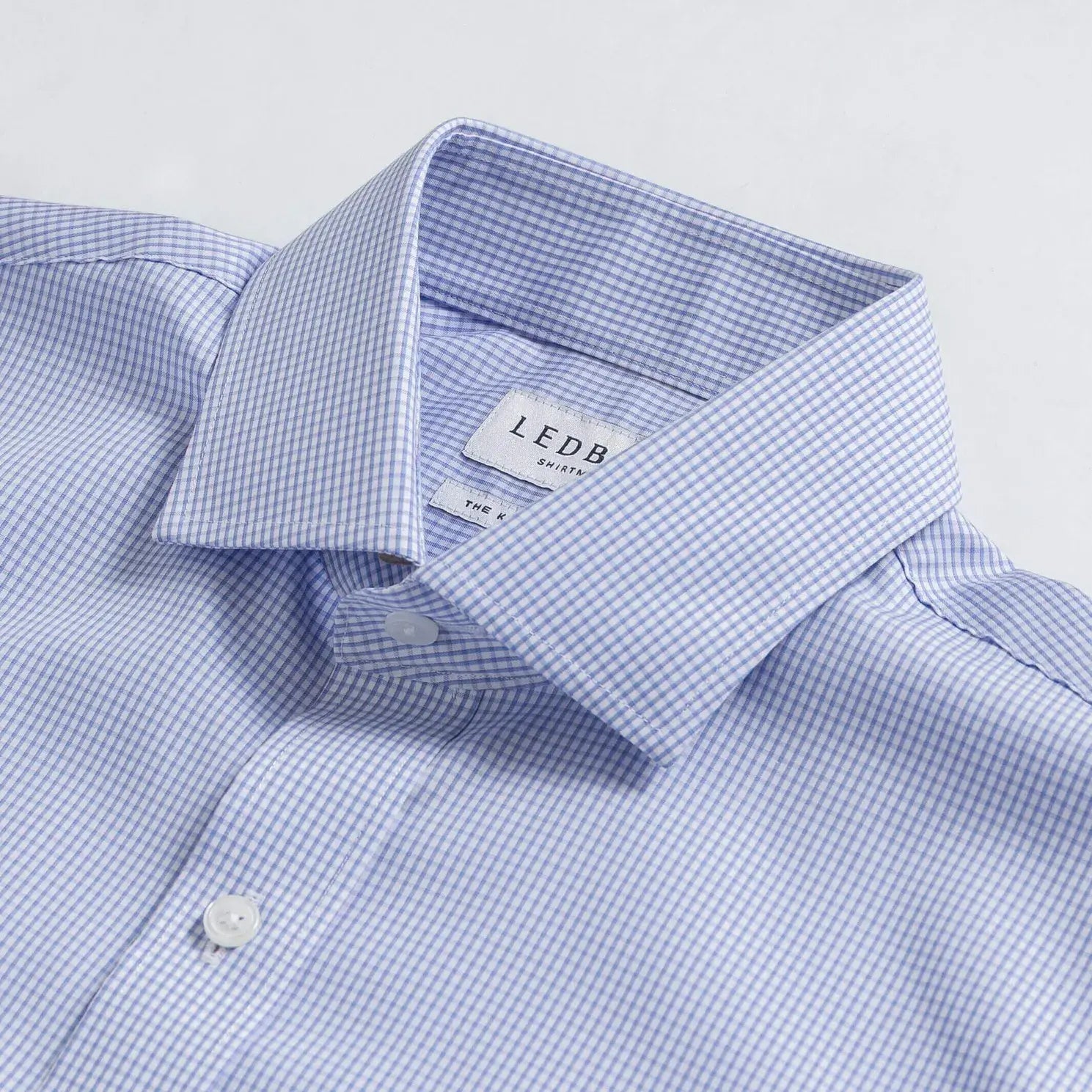 Lilac dress shirt collar with micro check pattern - Kent micro-twill detail