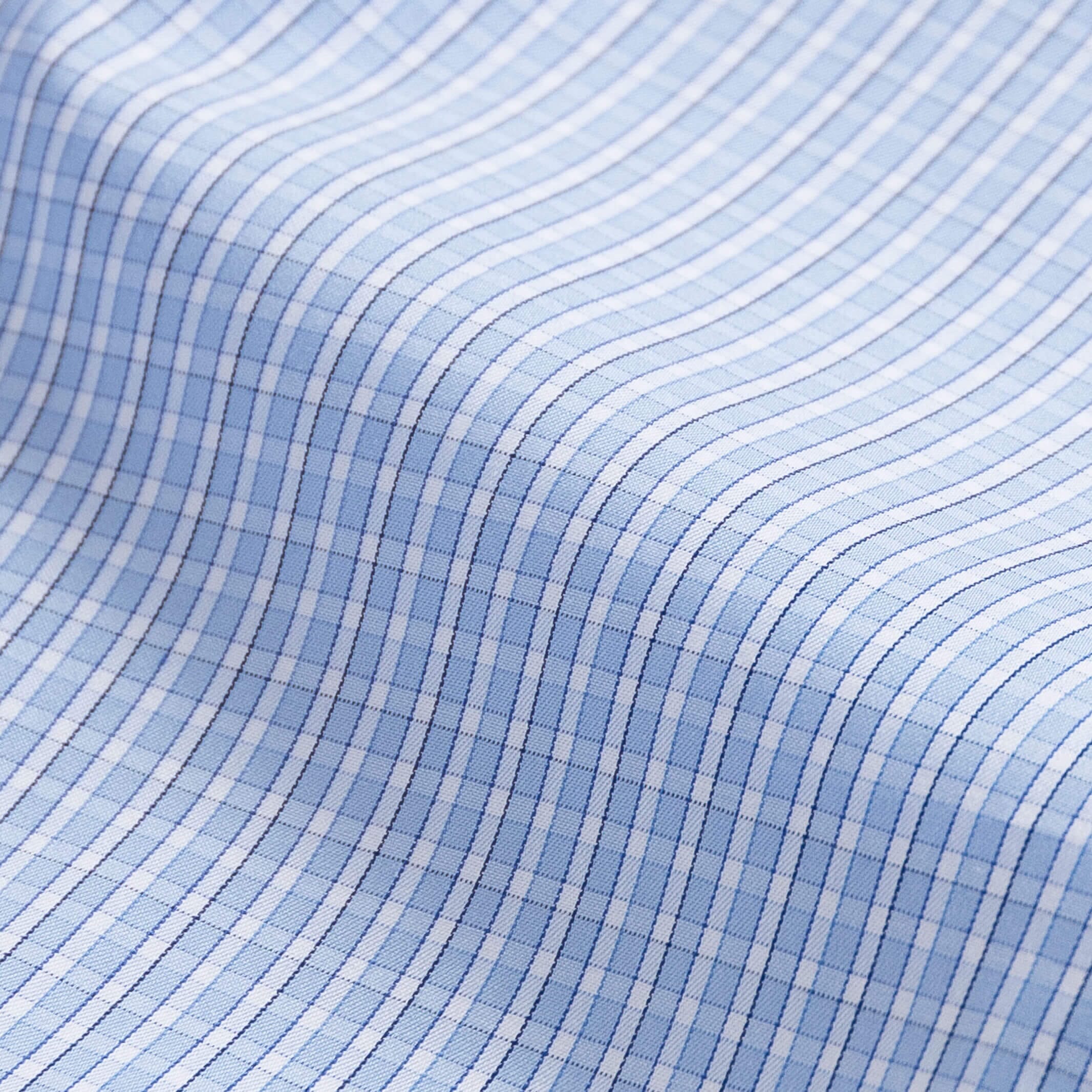 Kent micro-twill fabric close-up - sky blue check pattern texture