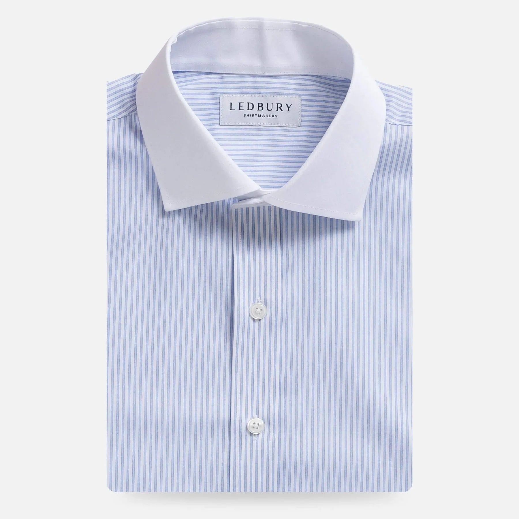 Blue stripe dress shirt with Winchester collar - contrast collar and cuffs