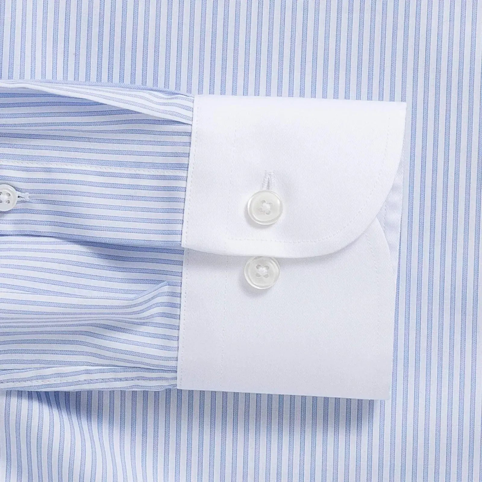 Blue stripe shirt with Winchester contrast cuff - white cuff detail