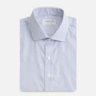 Navy stripe dress shirt flat lay - Kent micro-twill custom fit