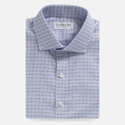 Brown windowpane dress shirt flat lay - Kent micro-twill custom fit