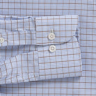 Windowpane check shirt sleeve and cuff - brown Kent micro-twill