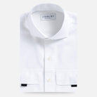 White Tulu fishing shirt front view with multi-compartment pockets - Ledbury recycled polyester