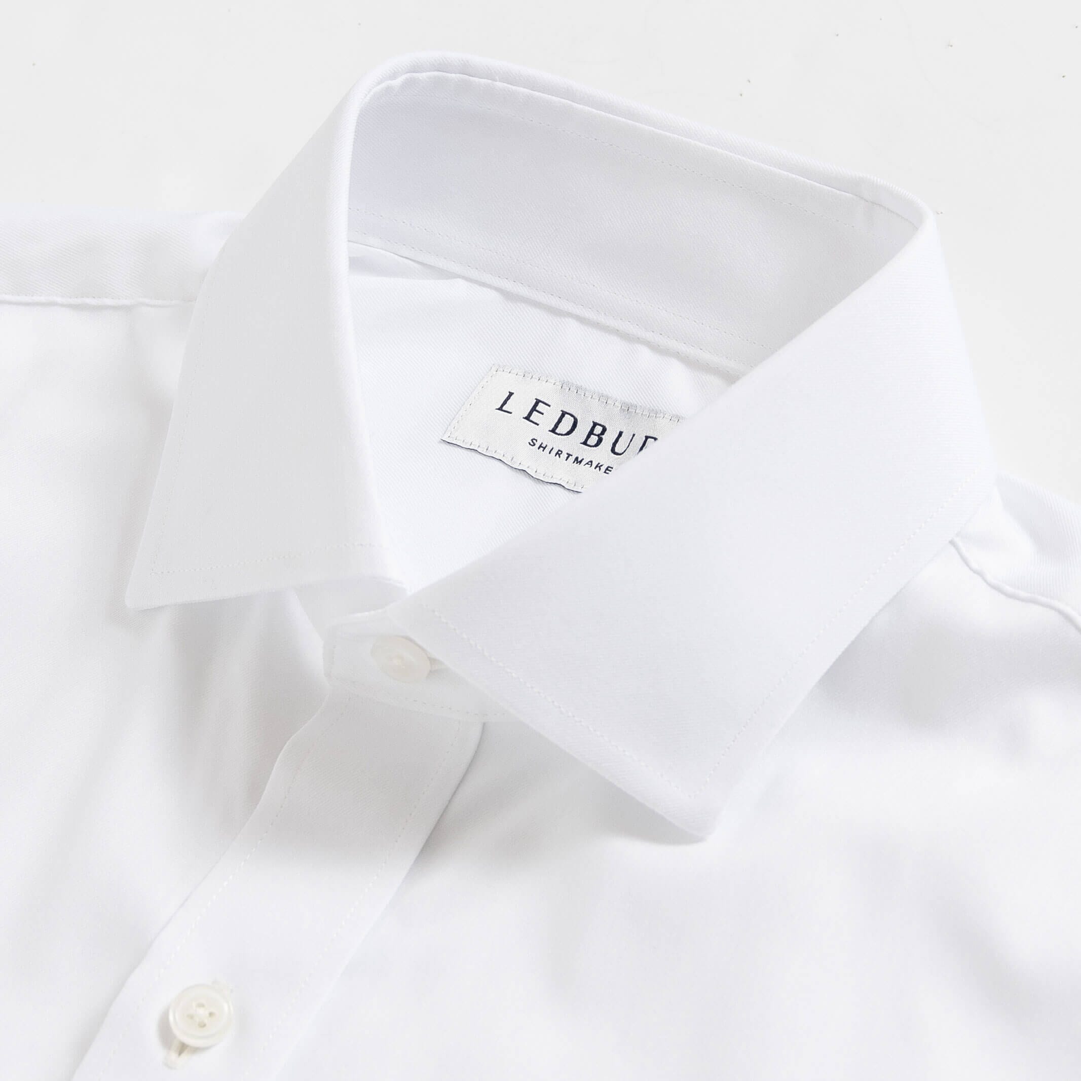 Custom dress shirt collar detail - Journey Flex performance fabric construction