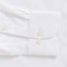 Blue performance dress shirt collar and cuff - Journey Flex stretch fabric tailoring