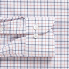 Orange windowpane performance dress shirt cuff and sleeve - Journey Flex stretch fabric tailoring