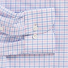 Pink tattersall performance dress shirt cuff and sleeve - Journey Flex stretch fabric tailoring