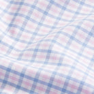 Journey Flex pink tattersall dress shirt fabric close-up - wrinkle-resistant performance material