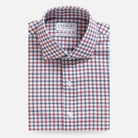 Brick red check Journey Flex wrinkle-free dress shirt - custom fit performance fabric for men