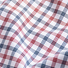 Journey Flex brick red check dress shirt fabric close-up - wrinkle-resistant performance material
