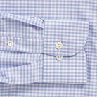 Lavender tattersall performance dress shirt cuff and sleeve - Journey Flex stretch fabric tailoring