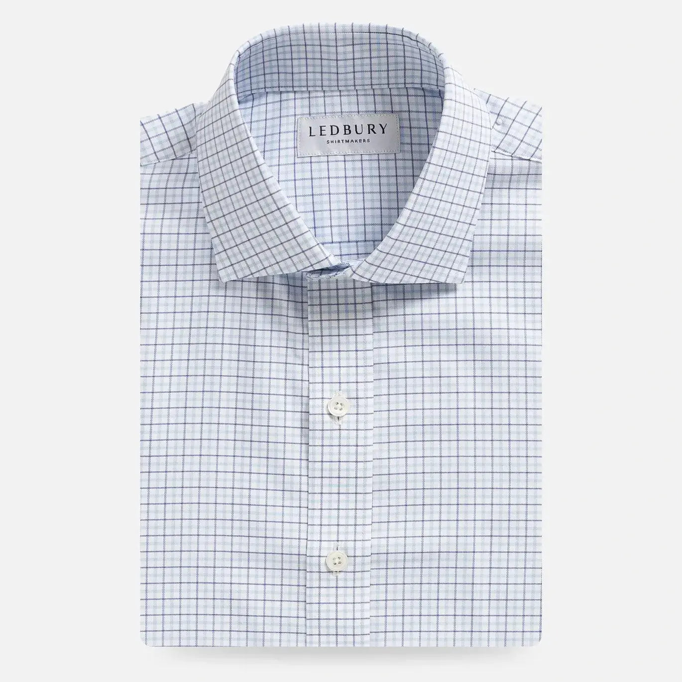 The Light Blue Journey Flex Performance Grid Check Custom Shirt Custom Dress Shirt- Ledbury