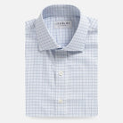 The Light Blue Journey Flex Performance Grid Check Custom Shirt Custom Dress Shirt- Ledbury