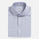 Light blue tattersall Journey Flex wrinkle-free dress shirt - custom fit performance fabric for men