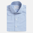 Blue gingham Journey Flex wrinkle-free dress shirt - custom fit performance fabric for men