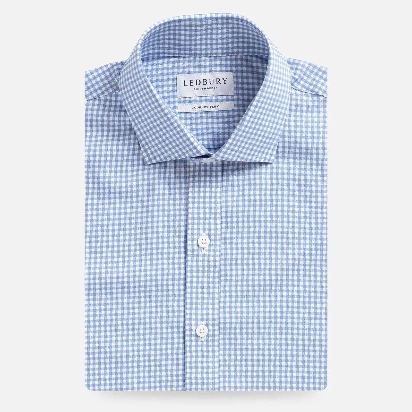 Blue gingham Journey Flex wrinkle-free dress shirt - custom fit performance fabric for men
