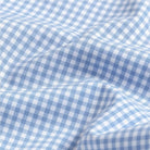 Journey Flex gingham dress shirt fabric close-up - wrinkle-resistant performance material