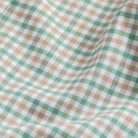 Journey Flex green tattersall dress shirt fabric close-up - wrinkle-resistant performance material