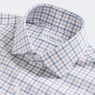 Custom dress shirt collar detail - Journey Flex sienna windowpane performance fabric construction