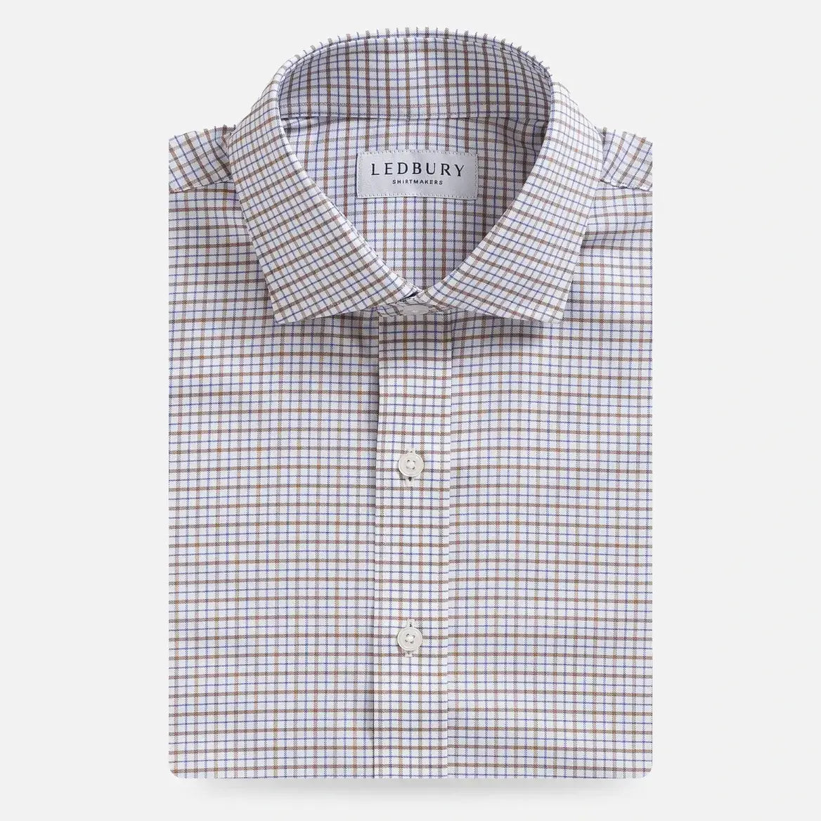 Brown grid check Journey Flex wrinkle-free dress shirt - custom fit performance fabric for men