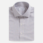 Brown grid check Journey Flex wrinkle-free dress shirt - custom fit performance fabric for men