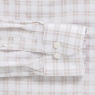 Tan Ellis plaid shirt sleeve and cuff detail - double button barrel cuff