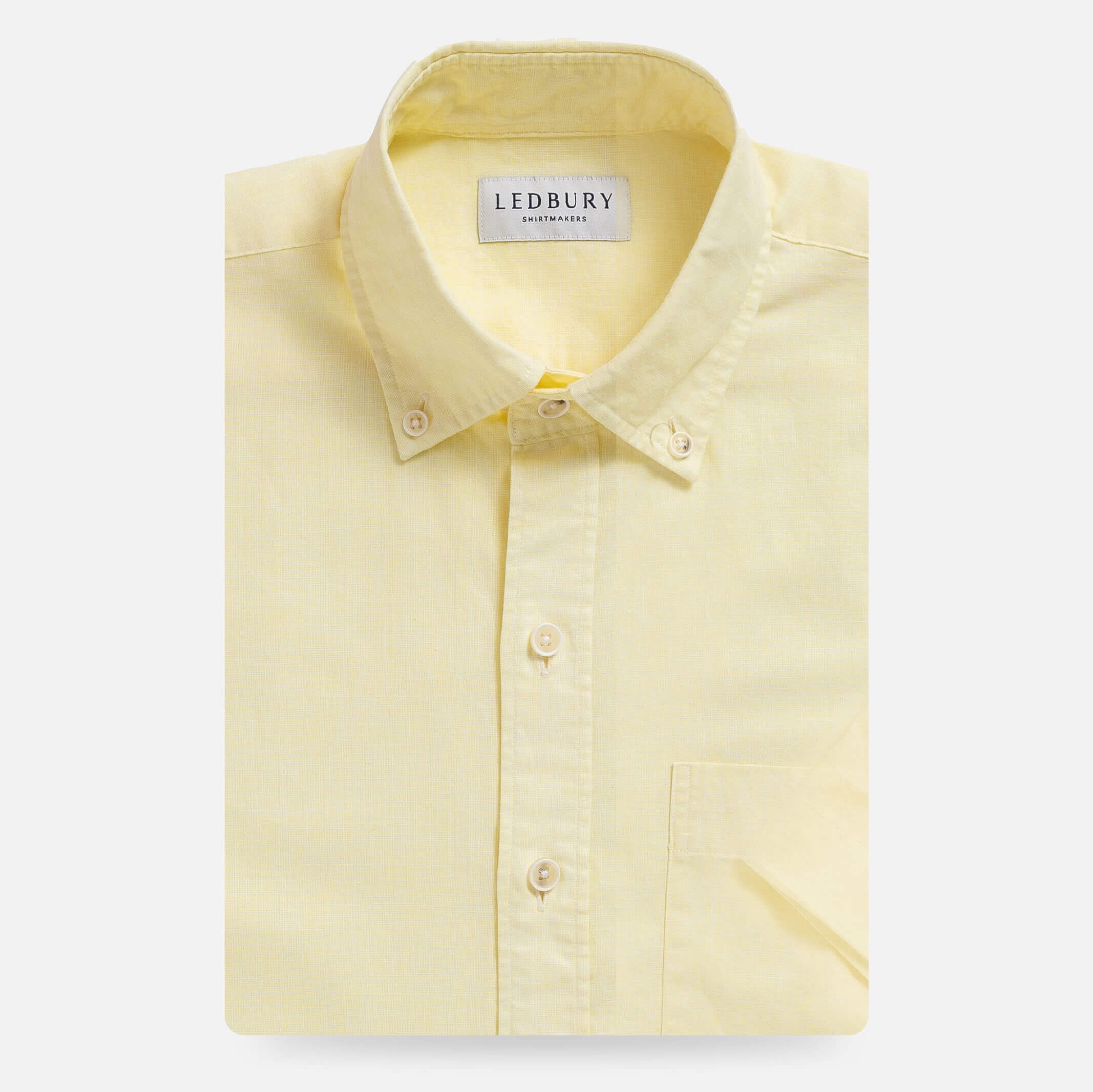 The Yellow Short Sleeve Barretto Cotton Linen Custom Shirt Custom Short Sleeve Shirt- Ledbury