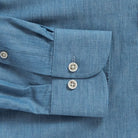 Blue chambray shirt sleeve and cuff detail - double button barrel cuff