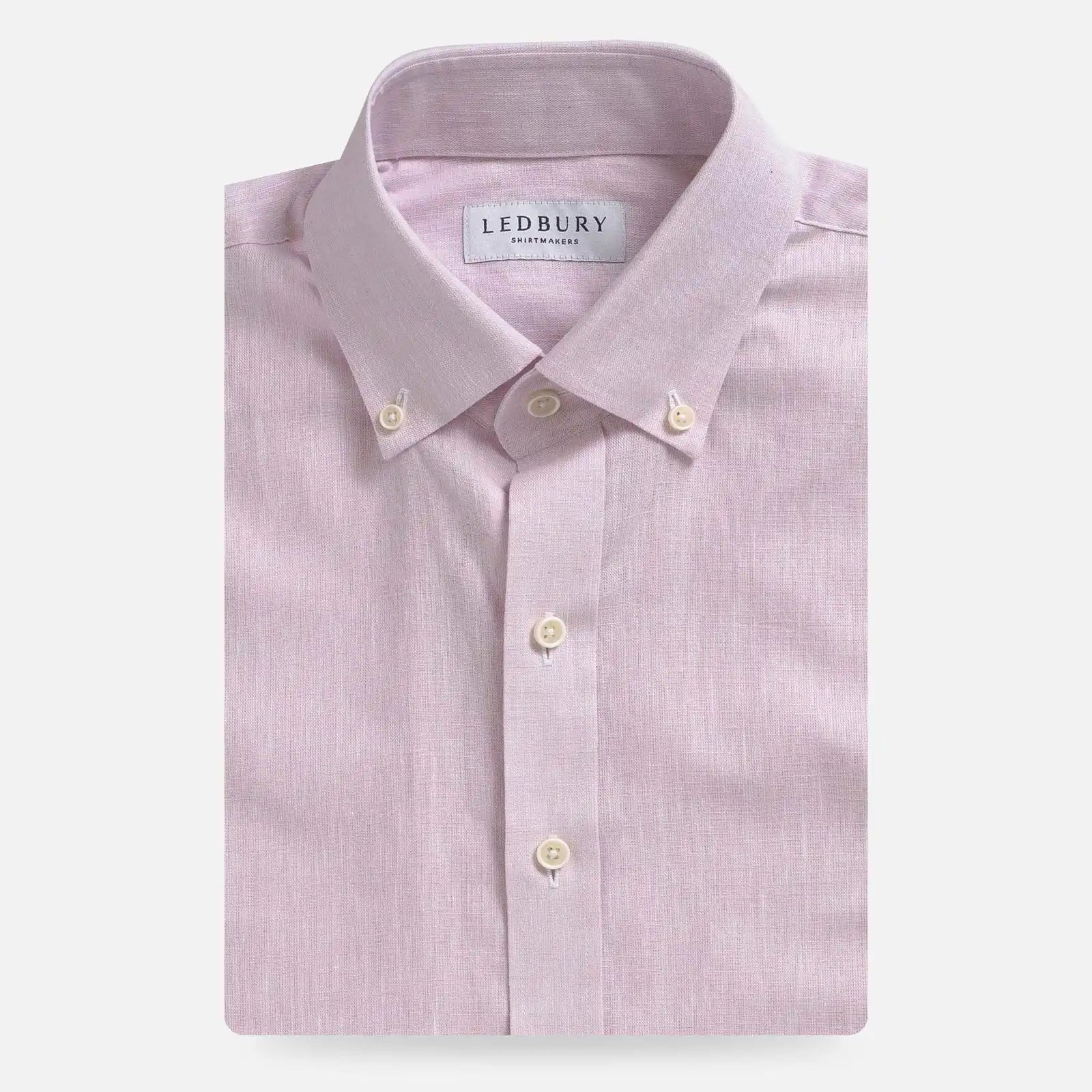 Light pink heathered cotton oxford shirt with button down collar, flat lay