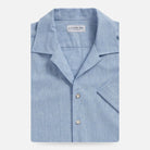 Light blue Sandoval camp collar short sleeve custom shirt front view - Ledbury casual shirt