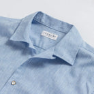 Light blue Sandoval camp collar detail - Ledbury open notched collar short sleeve shirt