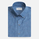 Medium blue Sandoval oxford chambray custom shirt front view - Ledbury men's casual shirt