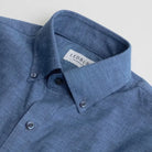 Medium blue Sandoval oxford chambray shirt collar detail - Ledbury custom shirt construction