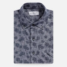 Vintage navy Sandoval palm print short sleeve custom shirt front view - Ledbury tropical casual shirt