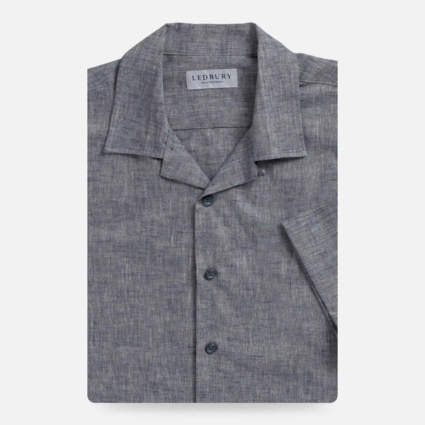 Navy Blue Sandoval Camp Collar shirt  — relaxed warm-weather silhouette