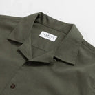 Olive Sandoval camp collar detail - Ledbury open notched collar short sleeve shirt