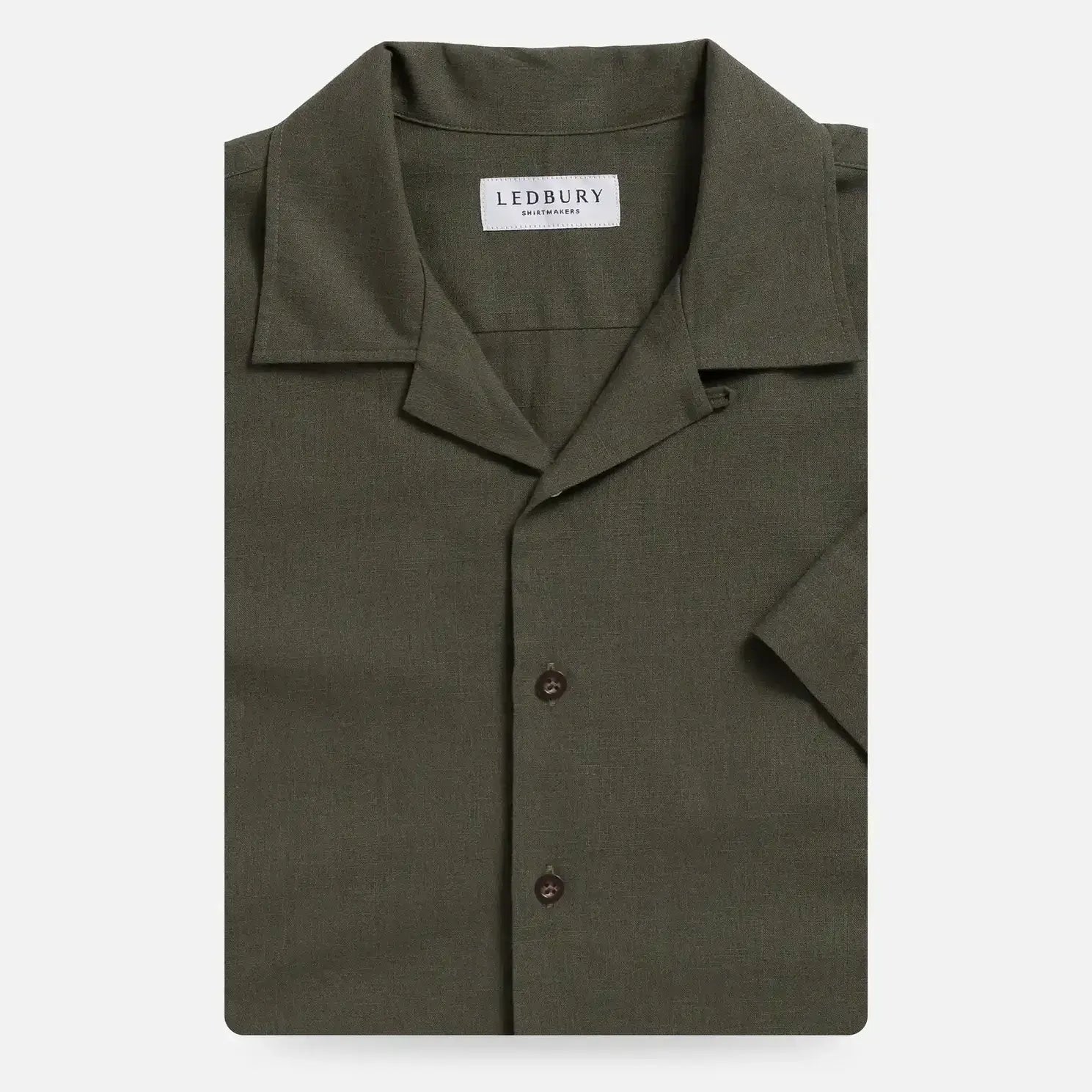 Olive Sandoval camp collar short sleeve custom shirt front view - Ledbury casual shirt