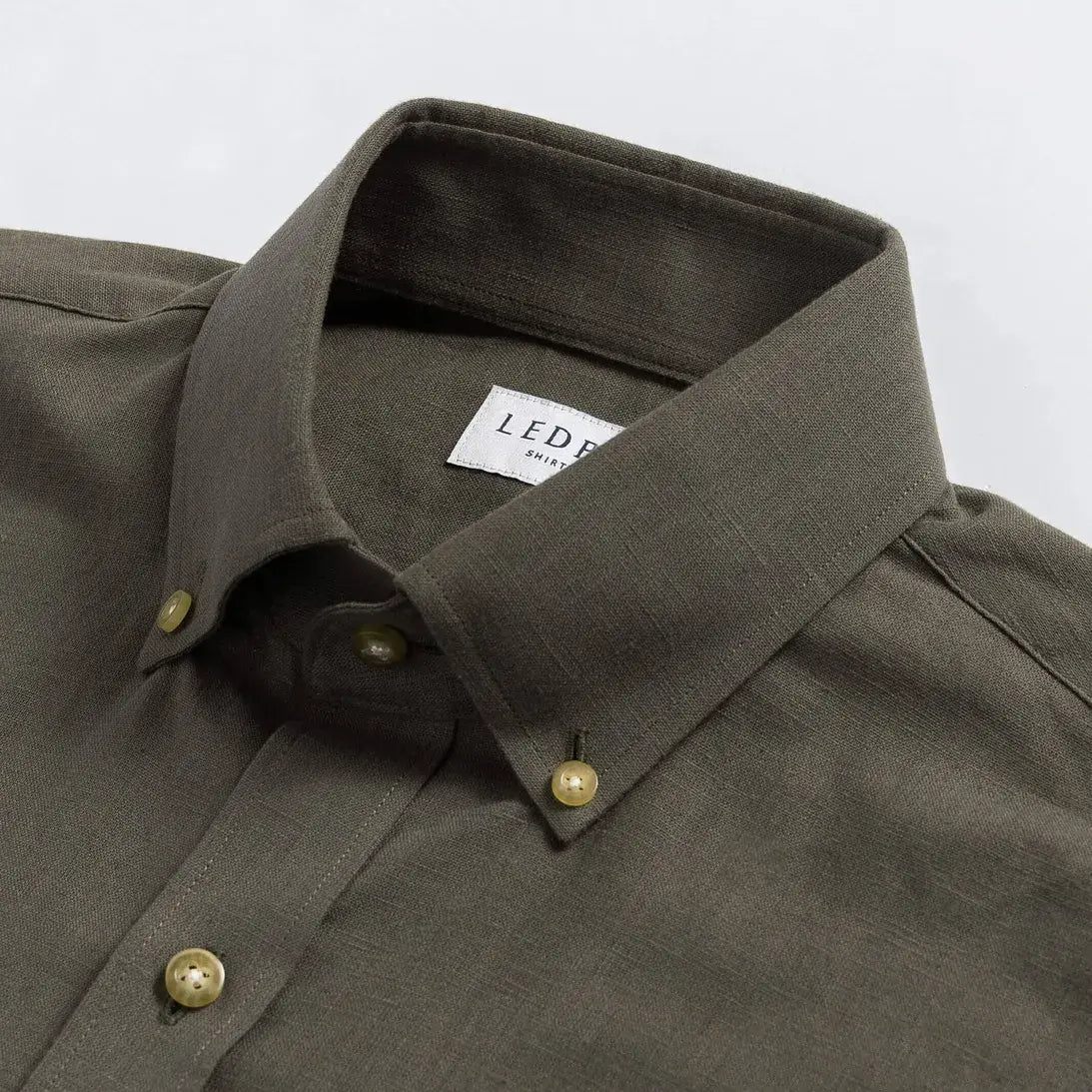 Olive Sandoval oxford chambray shirt collar detail - Ledbury custom shirt construction