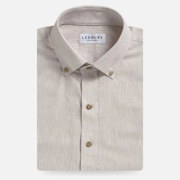 Ecru Sandoval Oxford Chambray shirt collar detail - double button barrel cuff