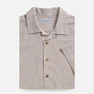 Ecru Sandoval Oxford Chambray Camp Collar custom shirt  front view