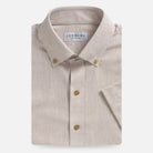 Ecru Sandoval Oxford Chambray short sleeve custom shirt front view, Ledbury