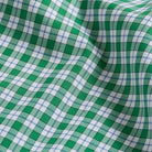 Green tattersall check fabric close-up - Thomas Mason archive Albini-woven 100s poplin